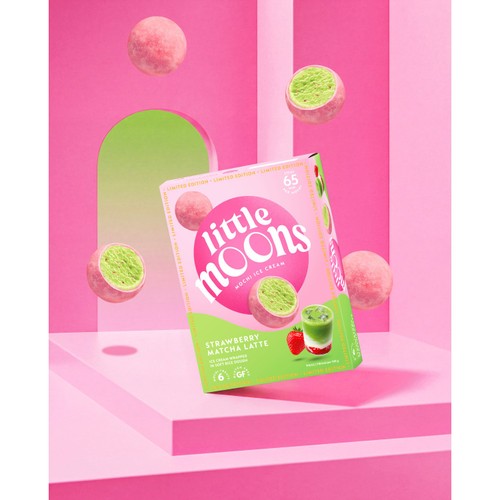 Little Moons Strawberry Matcha Latte Ice Cream 6  Pack