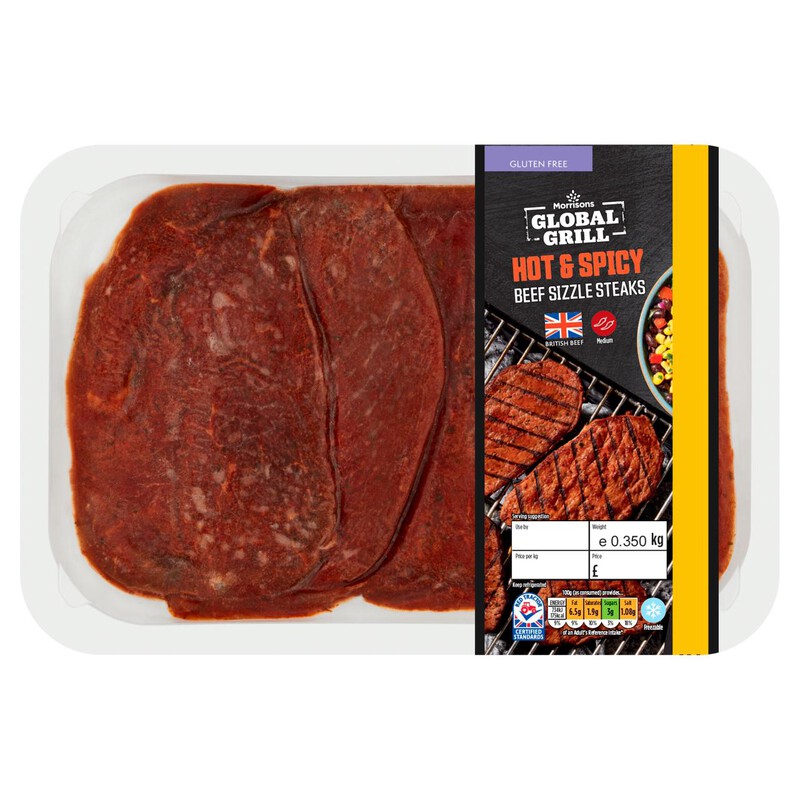 Morrisons Global Grill British Hot & Spicy Beef Sizzle Steaks