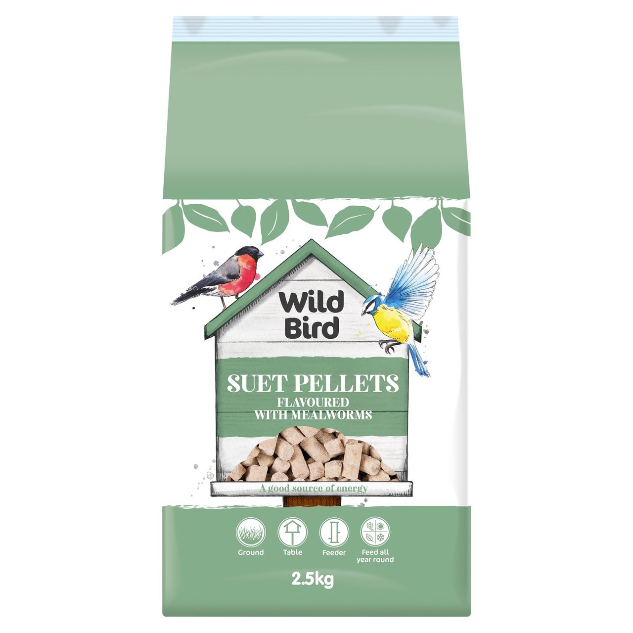 Wild Bird Suet Pellets Flavoured With Mealworms 2.5kg