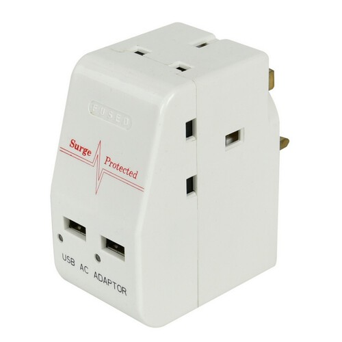 Morrisons 3 Way Adaptor Plug With Usb