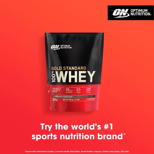 Optimum Nutrition Whey Protein Powder, Double Rich Chocolate Flavour 465g