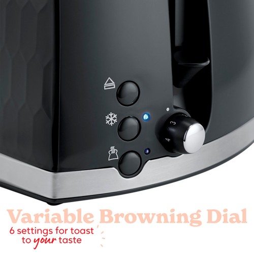 Russell Hobbs Black Honeycomb 2 Slice Toaster 