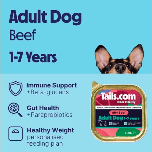 Tails.Com Inner Vitality Adult Beef Tray 150g