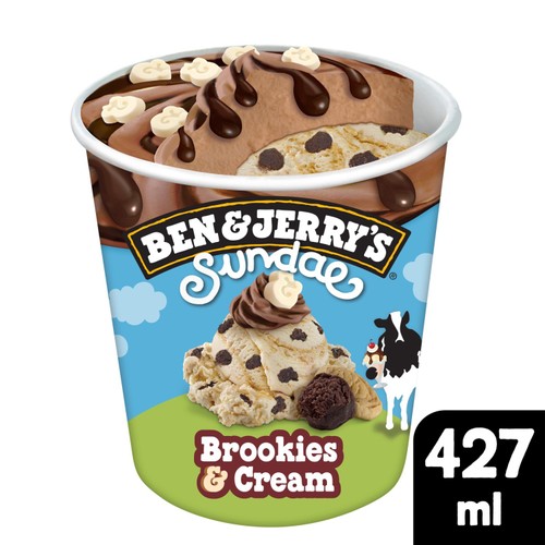 Ben & Jerry's Sundae Brookies & Cream Ice Cream Tub   427ml