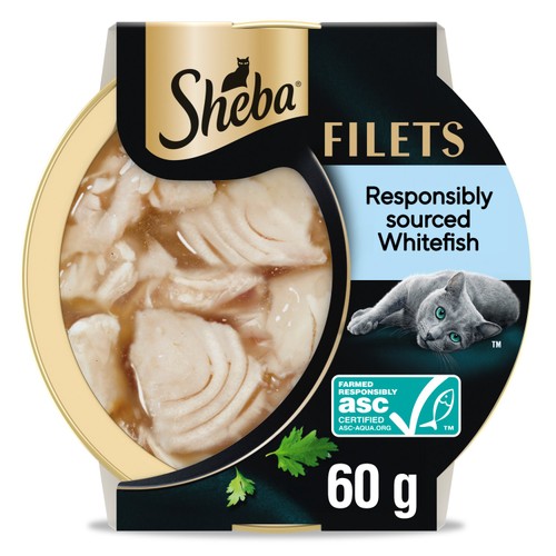 Sheba Filets Cat Food Tray With White Fish Asc In Gravy 60g
