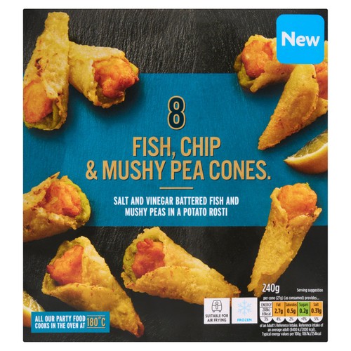 Morrisons 8  Fish, Chip & Mushy Pea Cones 240g