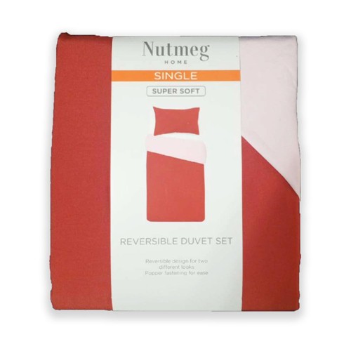 Nutmeg Home Soft Touch Pink Reversible Duvet Set Single