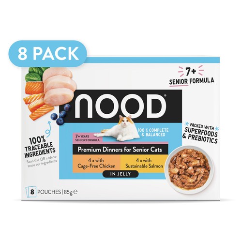 Nood Cat 7 Senior Premium Dinners Chicken & Salmon In Jelly 8x85g