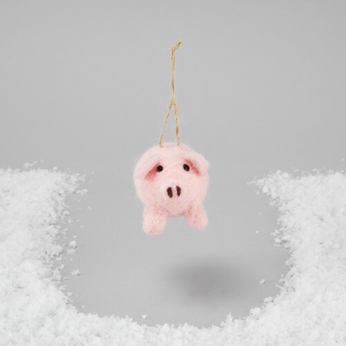 Morrisons Hanging Felted Pig Christmas Decoration