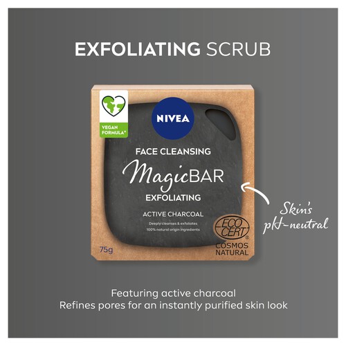 NIVEA Magic Bar Exfoliating Charcoal Face Cleansing Scrub