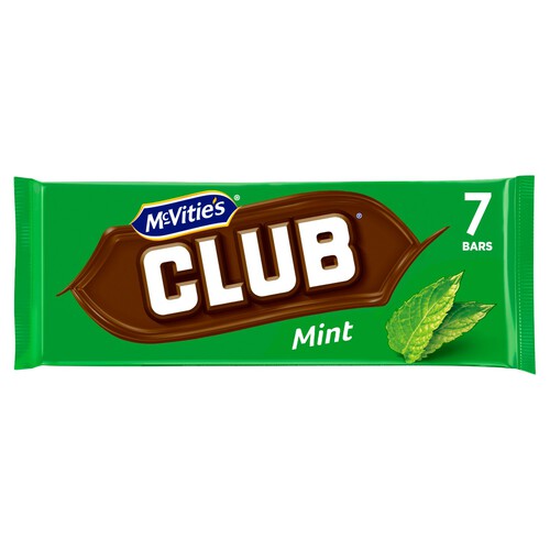 McVitie's Club Mint Chocolate Biscuit Bar 7 Pack Multipack 