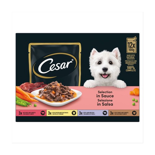 Cesar Deliciously Fresh Wet Dog Food Pouches Mixed In Sauce 12x100g