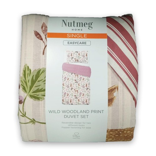Nutmeg Home Wild Woodland Print Easy Care Duvet Set Single