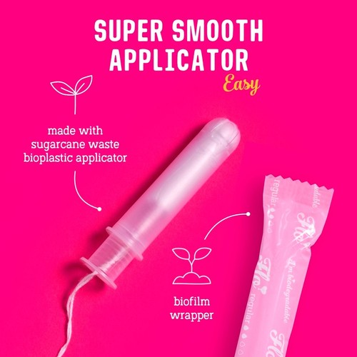 Flo Organic Cotton Applicator Tampons Pack 8 Regular 6 Super Tampons