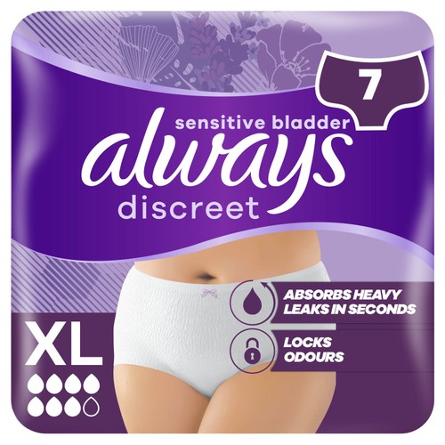 Always Discreet Underwear Incontinence Pants Plus XL 7 pack