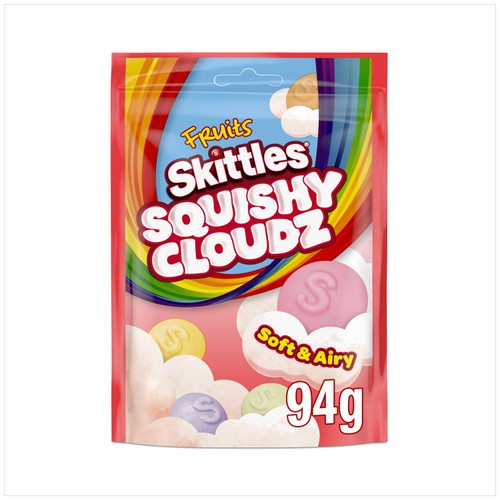 Skittles Squishy Cloudz Chewy Sweets Fruit Flavoured Sweets Pouch Bag 94g