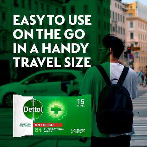 Dettol On The Go Hands And Surface Antibacterial Wipes 