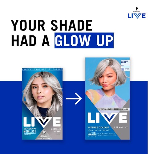 LIVE Intense Colour Permanent Hair Dye U71 Metallic Silver