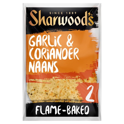 Sharwood's Indian Sides Garlic & Coriander Flame-Baked Naan Breads 2 Pack