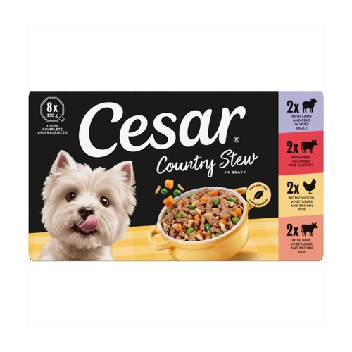 Cesar Juicy Hotpot Adult Wet Dog Food Trays Mixed in Gravy