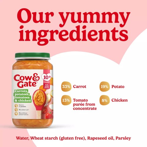 Cow & Gate Carrot Chicken Tomato & Potato Baby Food Meal Jar 8+ Months 200g