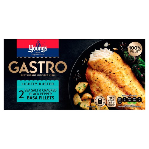 Young's Gastro Lightly Dusted 2 Sea Salt & Black Pepper Basa Fillets