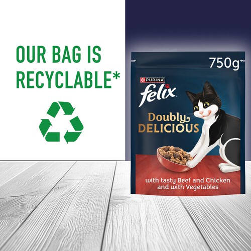 Felix Doubly Delicious Beef Chicken & Vegetables Dry Cat Food