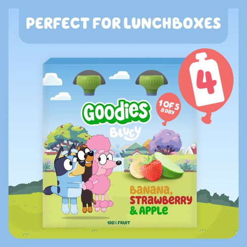 Goodies Bluey Banana, Strawberry & Apple Fruit Pouch Multipack 4x100g