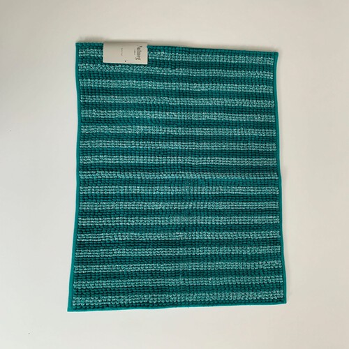 Nutmeg Teal Striped Bath Mat