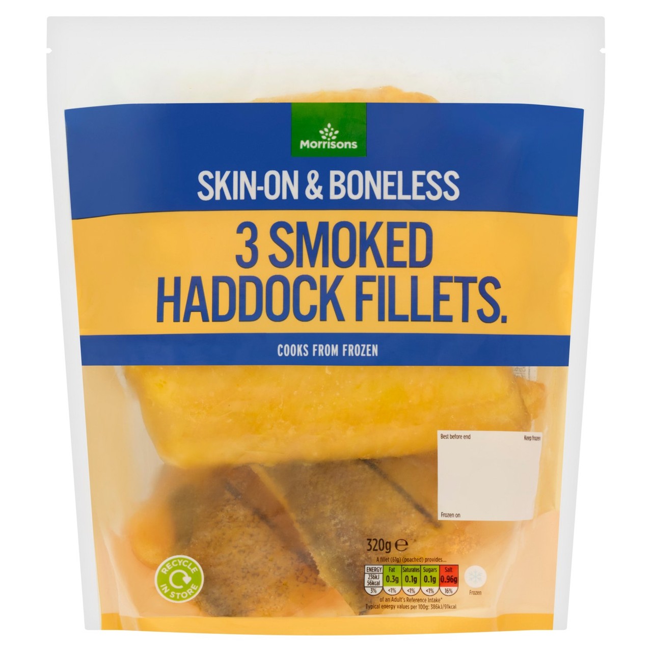 Morrisons 3 Skin-On & Boneless Smoked Haddock Fillets 320g