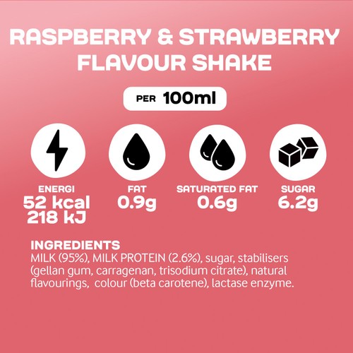 Arla Protein Strawberry and Raspberry Flavoured Milk Shake 482ml