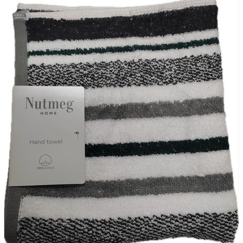 Nutmeg Home Grey & Green Stripe Hand Towel