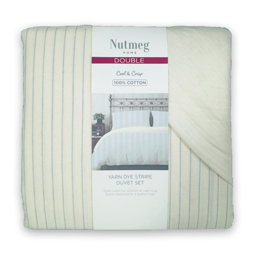 Nutmeg Home 100% Cotton Yarn Dye Stripe Duvet Set Double