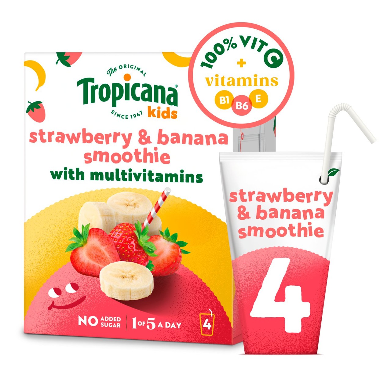 Tropicana Strawberry & Banana Lunchbox Smoothies 4 x 150ml