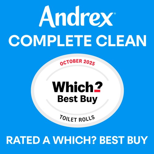 Andrex Complete Clean Toilet Tissue 50% More Sheets 6 Rolls