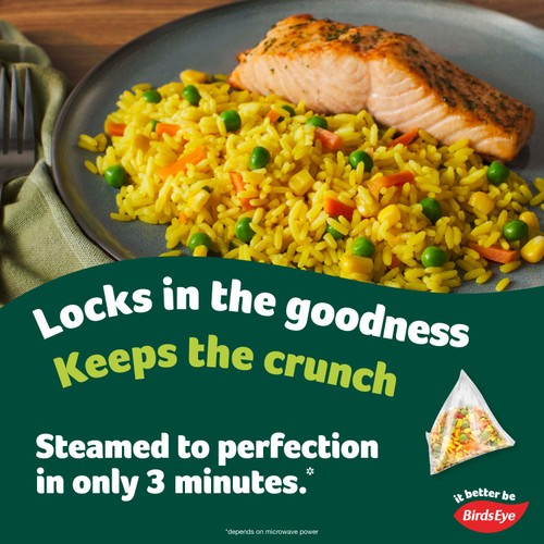 Birds Eye Steamfresh 2 Golden Vegetable Rice Steam Bags 380g