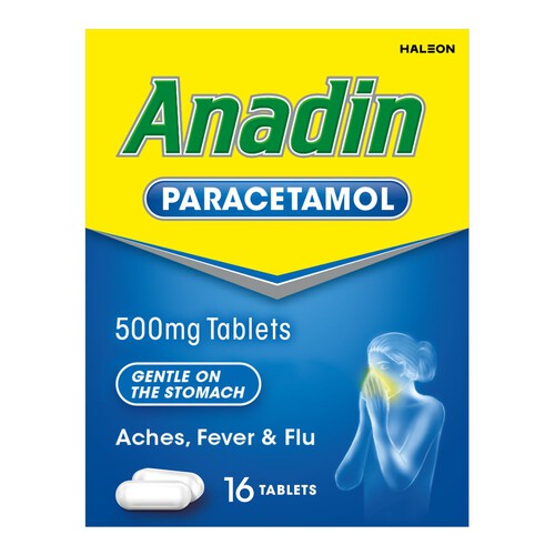 Anadin Paracetamol Pain Killer Aches Fever & Flu Tablets