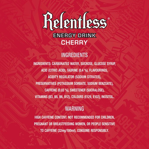 Relentless Cherry Energy Drink 