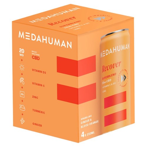 Medahuman Recover CBD Ginger & Blood Orange 4x250ml