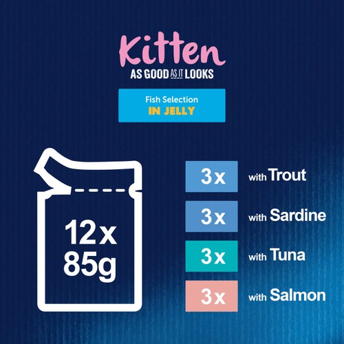FELIX As Good As It Looks Kitten Fish In Jelly Wet Cat Food 12x85g