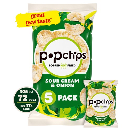 Popchips Sour Cream & Onion Multipack Crisps 5 Pack