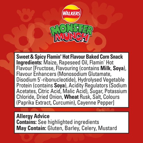 Walkers Monster Munch Sweet & Spicy Snacks Crisps 