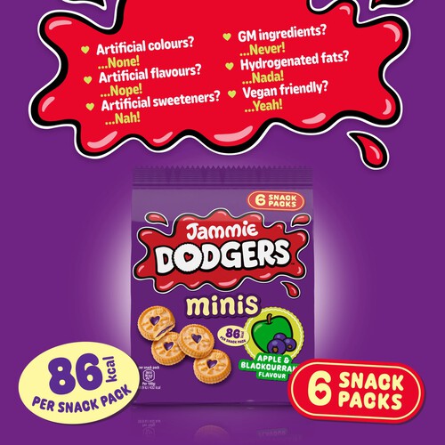 Jammie Dodgers Biscuit Minis Apple & Blackcurrant Multipack 6 Packs