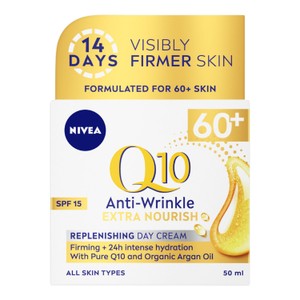 NIVEA Q10 Anti-Wrinkle Day Cream Moisturiser 60+ Skin 50ml 
