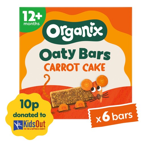 Organix Carrot Cake Oaty Bars Organic Toddler Snacks Multipack 6x23g