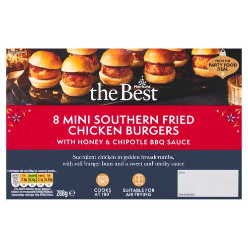 Morrisons The Best 8 Mini Southern Fried Chicken Burgers With Honey Sauce