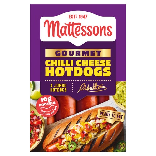 Mattessons 4 Gourmet Hot Dogs Chilli Cheese 260g