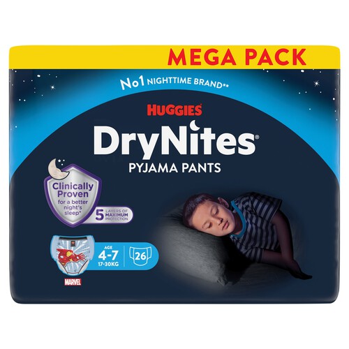 Huggies Drynites Pyjama Pants Age 4-7 Boy Mega 