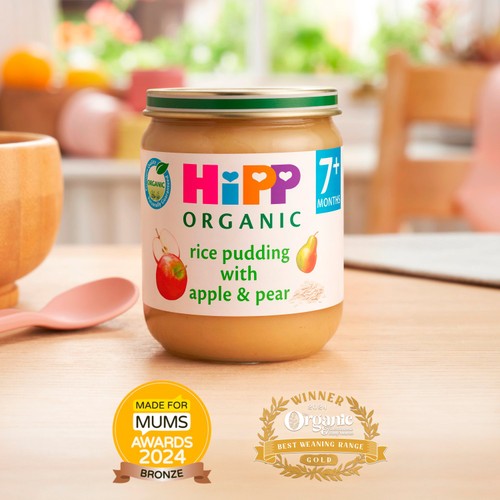 HiPP Organic Rice Pudding with Apple & Pear Baby Food Jar 7+ Months