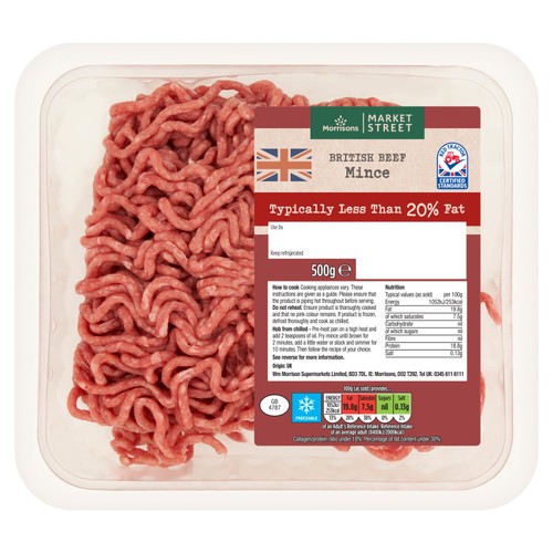 Morrisons British Beef Mince 20% Fat 500g